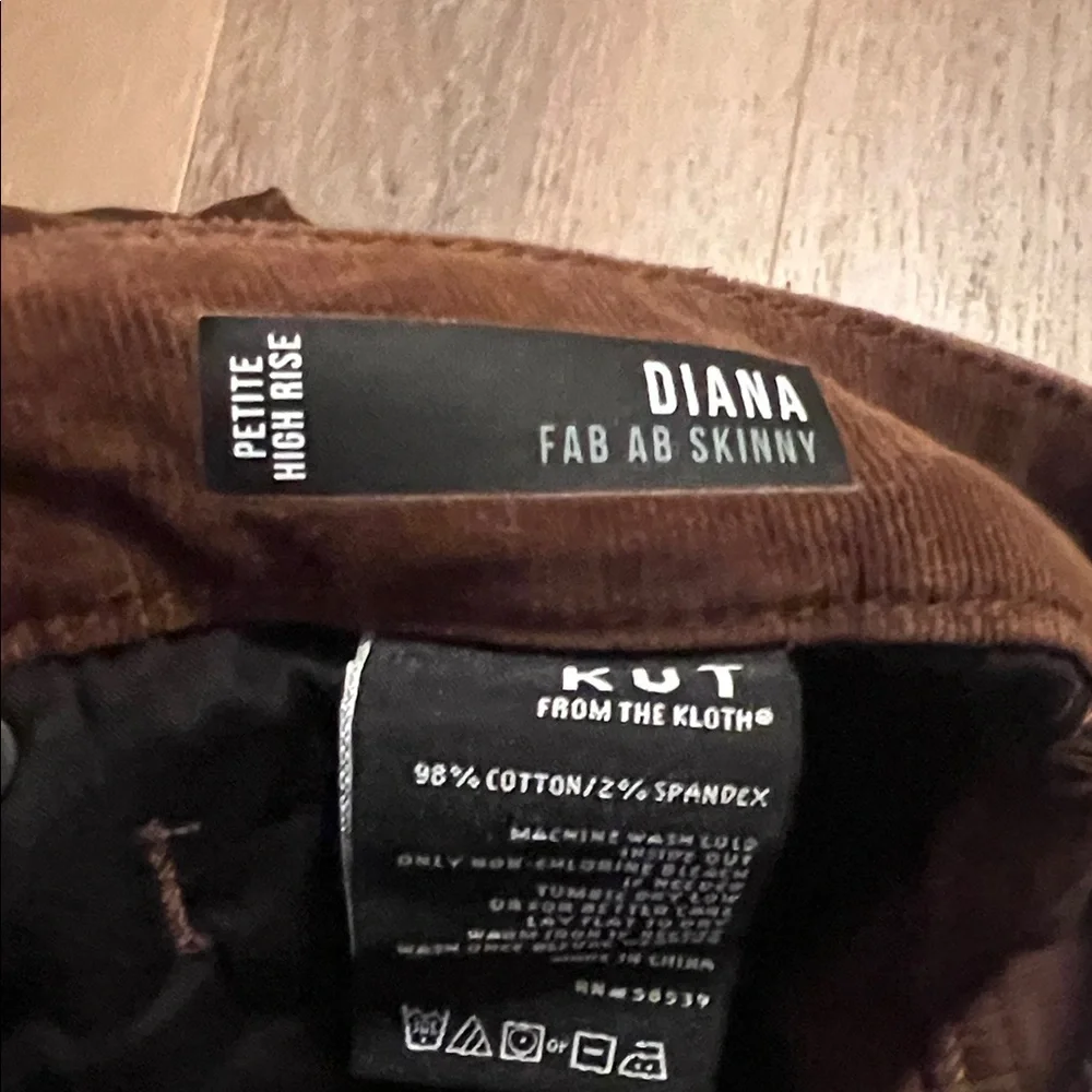 Kut corduroy Brown Women's Jeans Size 6  Petite High Rise Diana Fab Ab Skinny